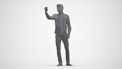scanned 3D man casual standing, photogrammetry people for Enscape and V-Ray, three-quarter front view render