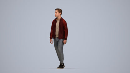 realistic 3D boy casual kids, scanned archviz people for Blender and 3ds Max, top-down view render