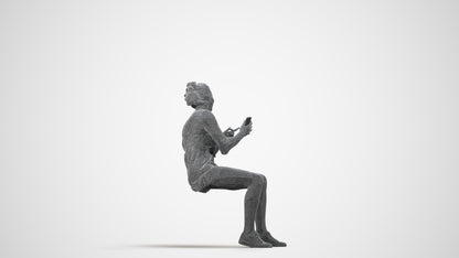3D scanned girl kids casual, photorealistic archviz people for Enscape and SketchUp, wireframe side view