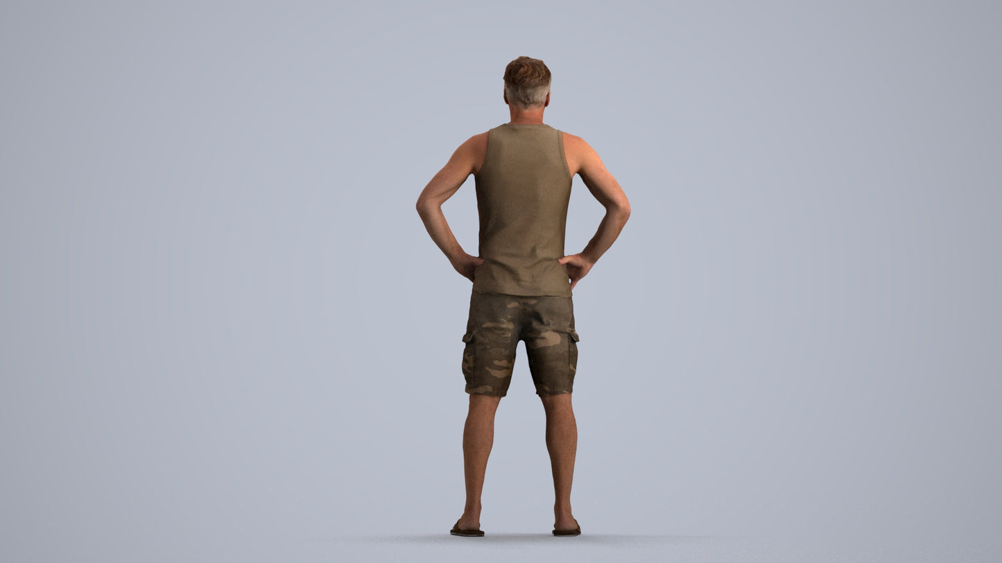 realistic 3D human man casual standing, archviz people FBX OBJ for Blender, front view render