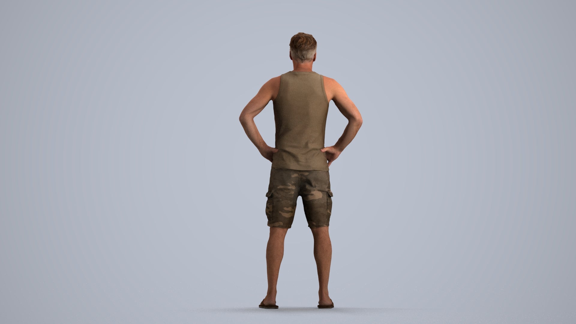 realistic 3D human man casual standing, archviz people FBX OBJ for Blender, front view render