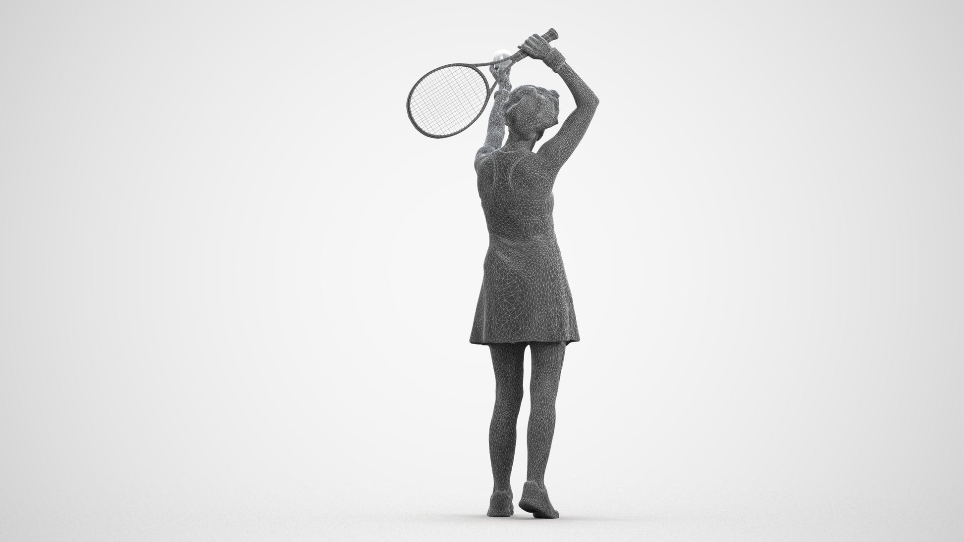 scanned 3D woman sport, photogrammetry people for Enscape and V-Ray, wireframe front view