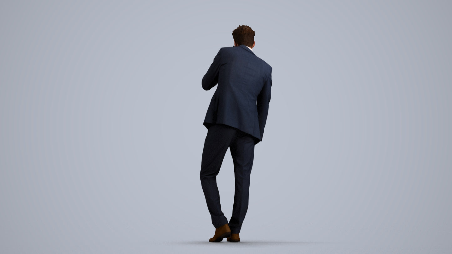 realistic 3D human man business, archviz people FBX OBJ for Blender, front view render