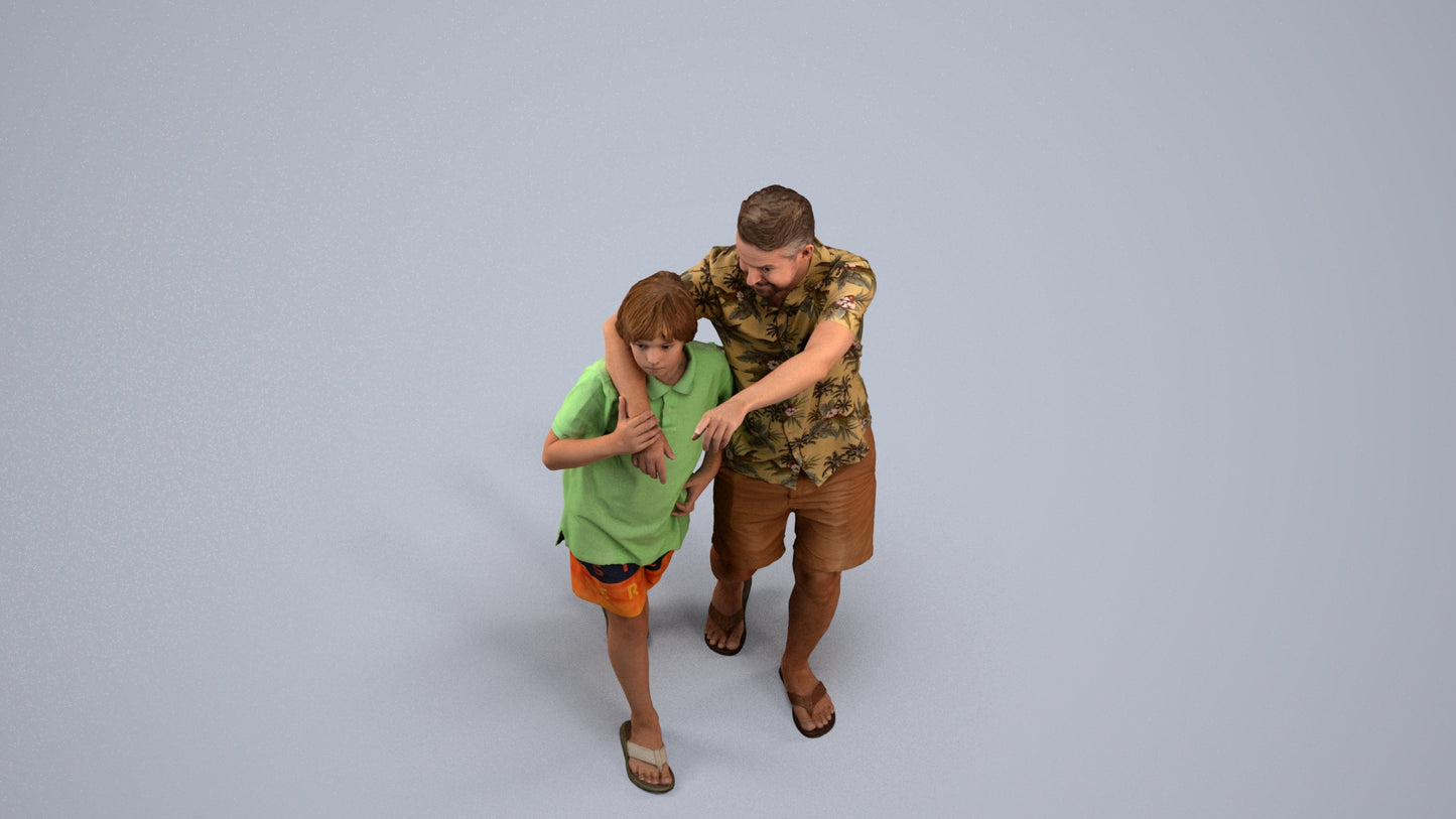 photogrammetry 3D boy kids, realistic human model archviz FBX, back view render