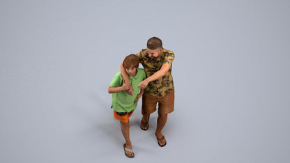 photogrammetry 3D boy kids, realistic human model archviz FBX, back view render