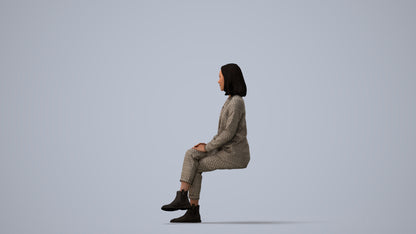 scanned 3D woman business, photogrammetry people for Enscape and V-Ray, three-quarter view render