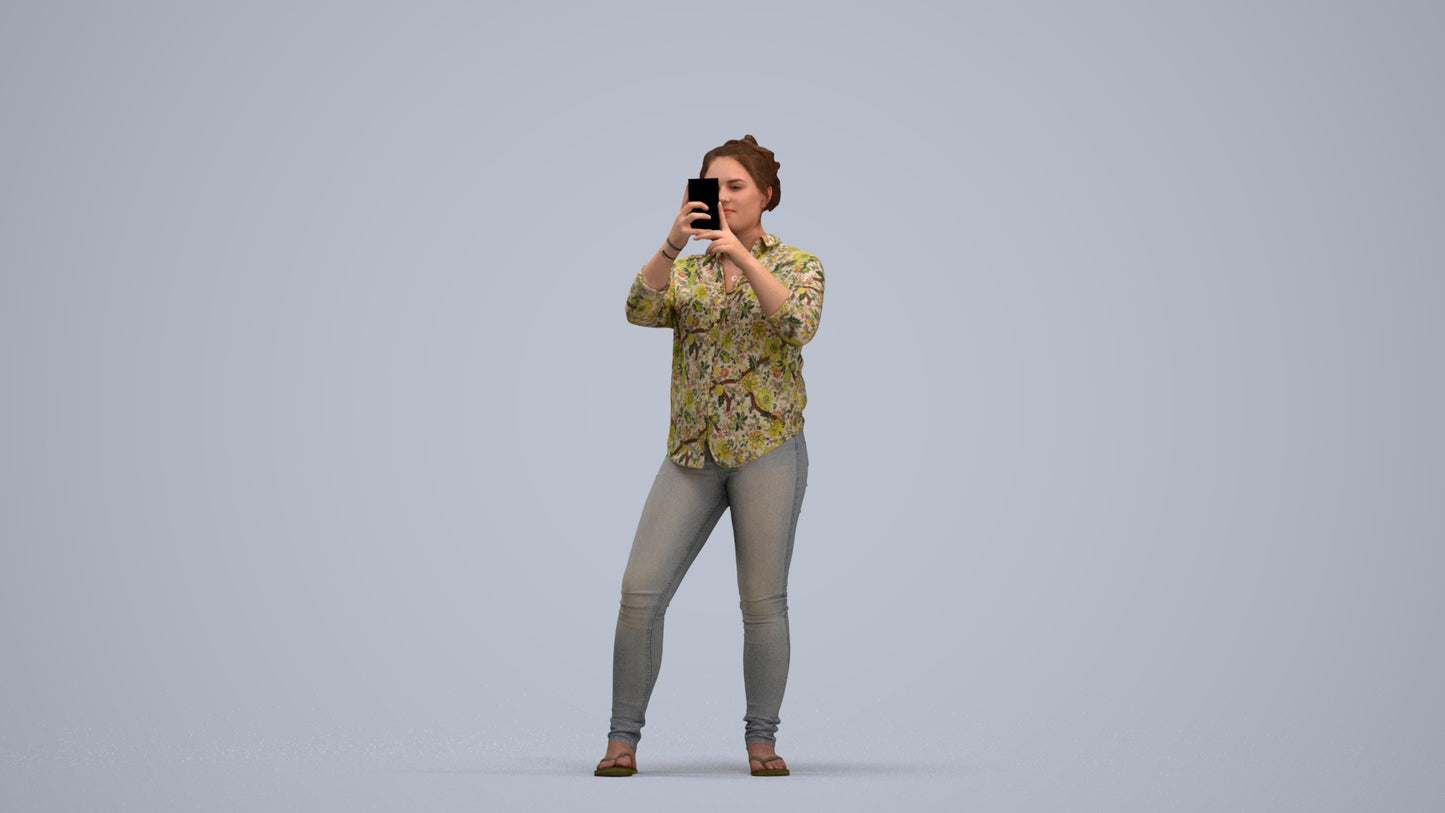 3D people model man casual standing, scanned human for 3ds Max rendering, standing pose render