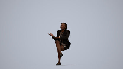 scanned 3D woman business sitting, photogrammetry people for Enscape and V-Ray, top-down view render