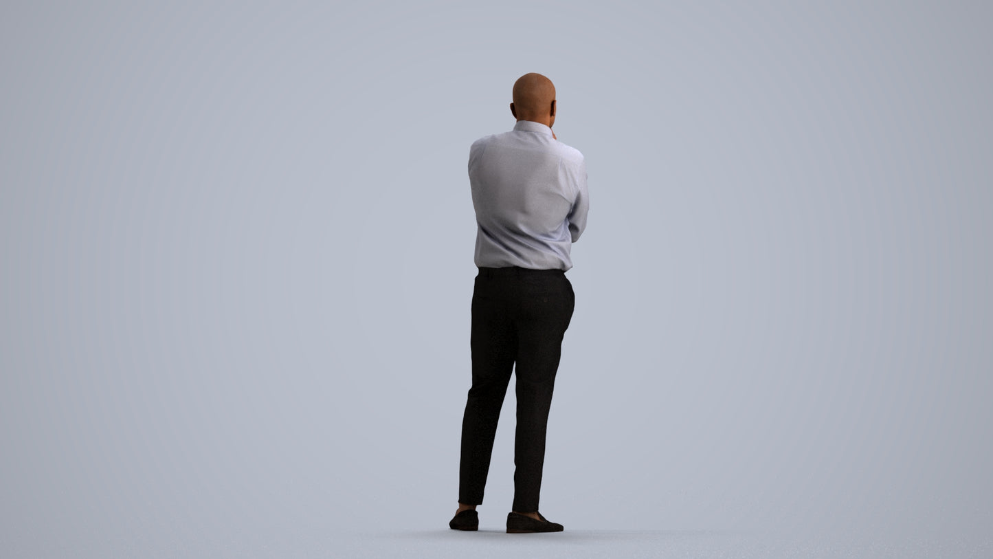 3D people model man business, scanned human for 3ds Max rendering, front view render