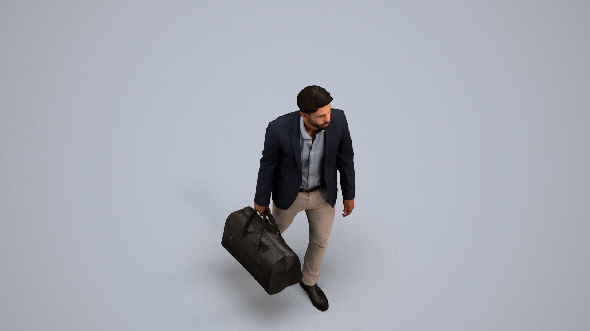3D people model man business, scanned human for 3ds Max rendering, back view render