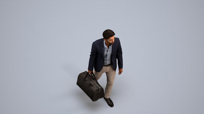 3D people model man business, scanned human for 3ds Max rendering, back view render