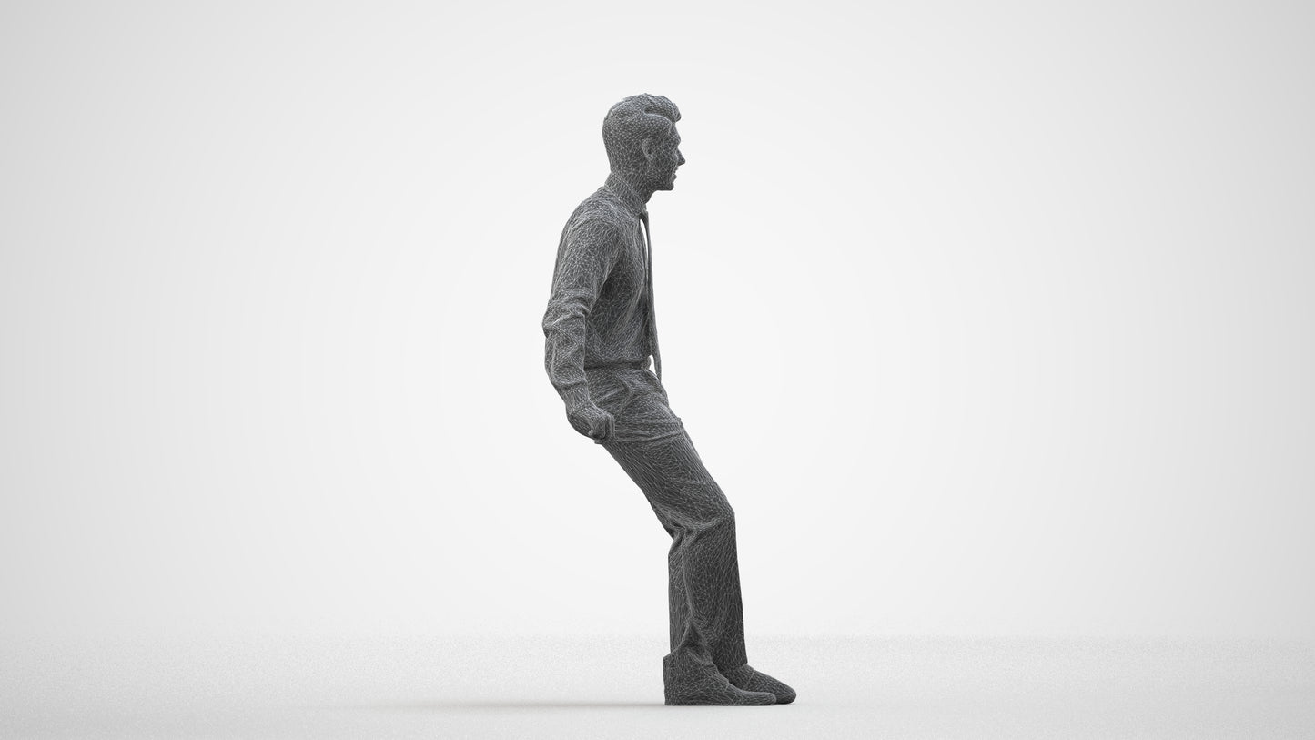 realistic 3D human man business, archviz people FBX OBJ for Blender, wireframe side view