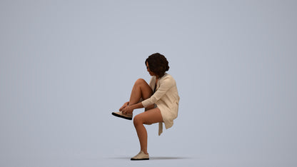 realistic 3D human woman business sitting, archviz people FBX OBJ for Blender, standing pose render