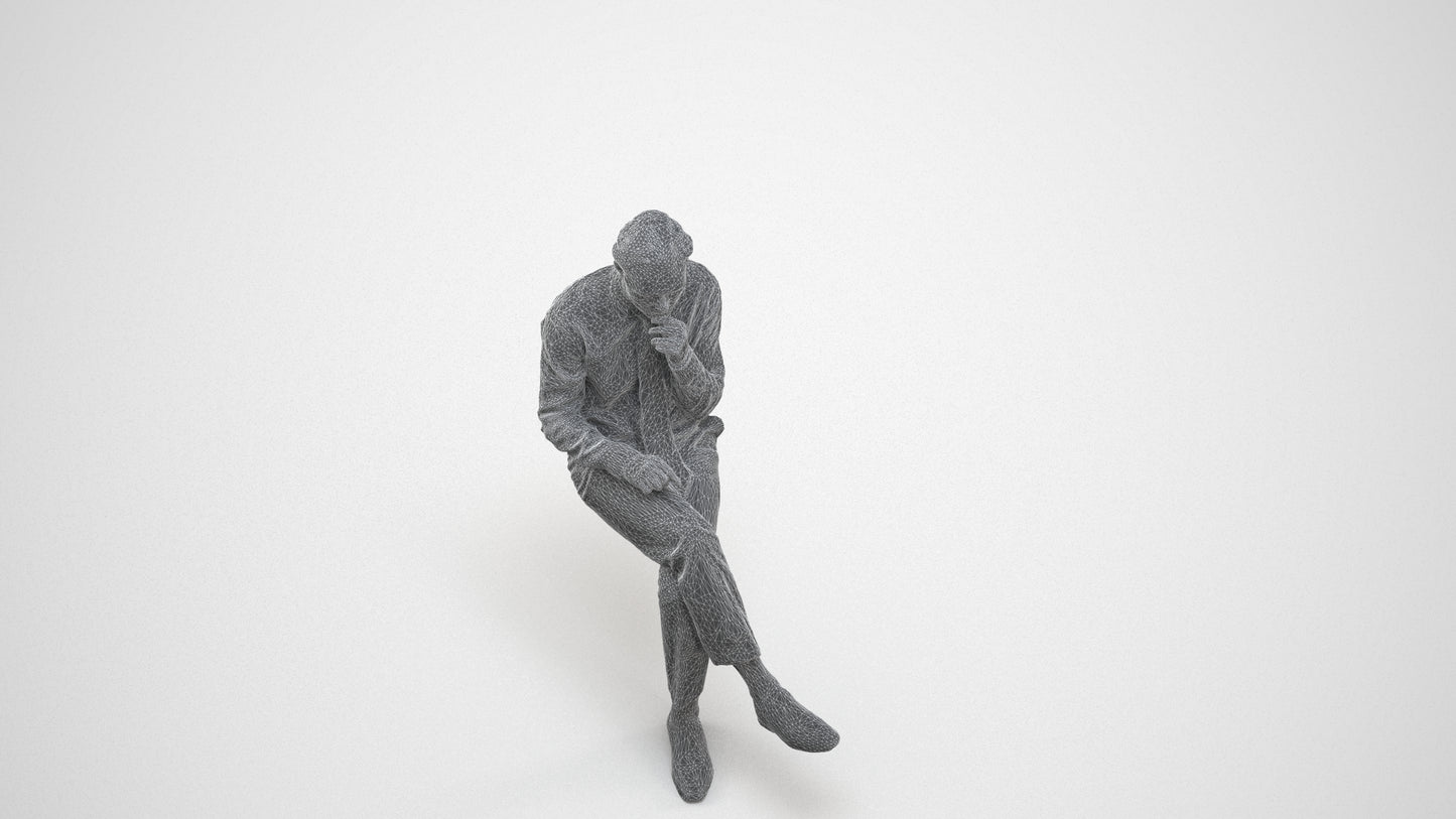 realistic 3D people man business, render-ready for V-Ray and Corona, FBX OBJ, wireframe three-quarter view