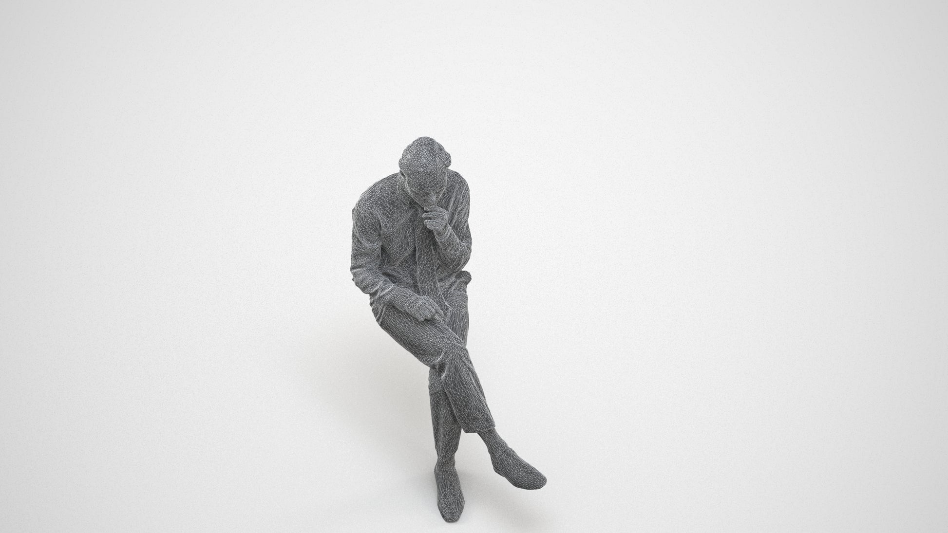 realistic 3D people man business, render-ready for V-Ray and Corona, FBX OBJ, wireframe three-quarter view
