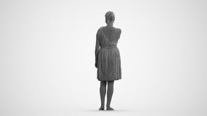 realistic 3D people woman casual standing, render-ready for V-Ray and Corona, FBX OBJ, wireframe front view