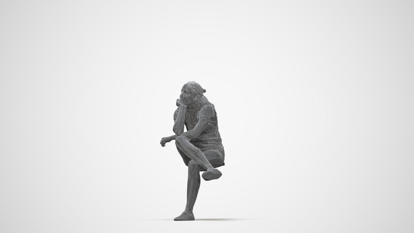 realistic 3D human girl casual kids, archviz people FBX OBJ for Blender, wireframe back view