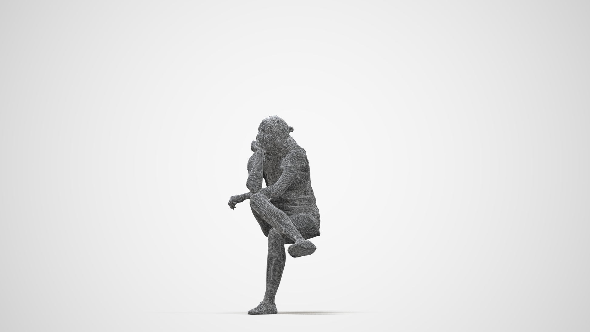 realistic 3D human girl casual kids, archviz people FBX OBJ for Blender, wireframe back view