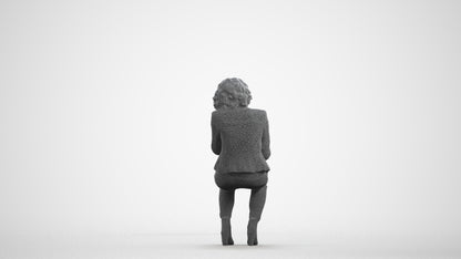 3D people model woman business, scanned human for 3ds Max rendering, wireframe front view