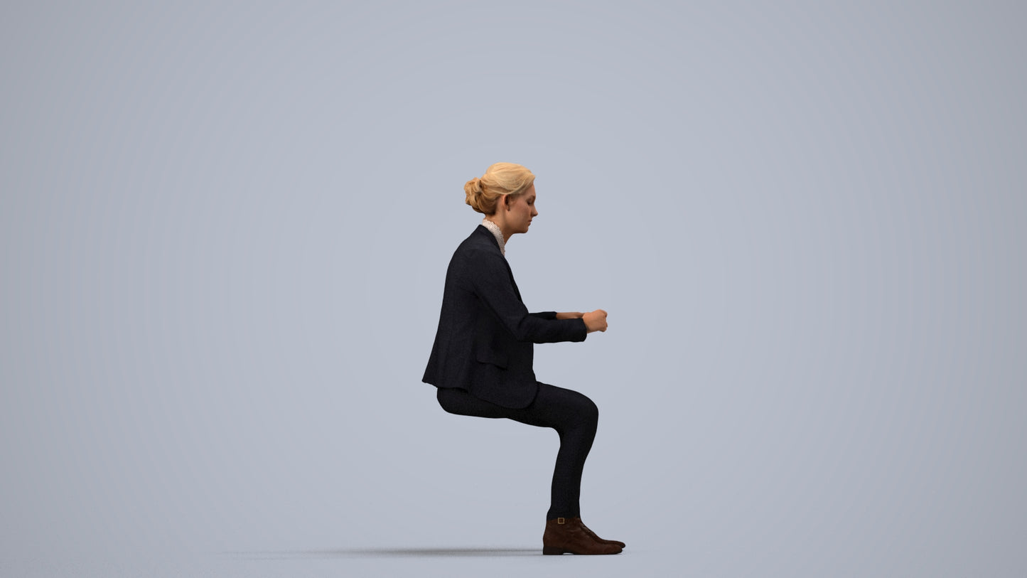 realistic 3D woman business, scanned archviz people for Blender and 3ds Max, side view render