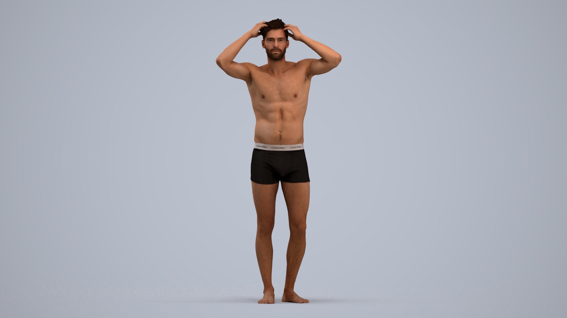 scanned 3D man bathroom, photogrammetry people for Enscape and V-Ray, standing pose render