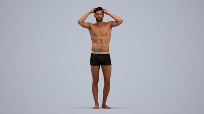 scanned 3D man bathroom, photogrammetry people for Enscape and V-Ray, standing pose render
