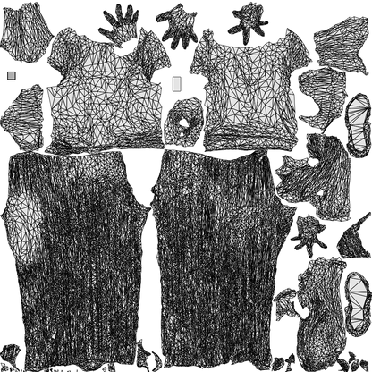 3D people model woman casual kids, scanned human for 3ds Max rendering, wireframe top-down view