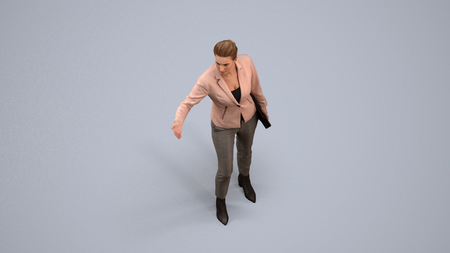 realistic 3D people woman business, render-ready for V-Ray and Corona, FBX OBJ, back view render