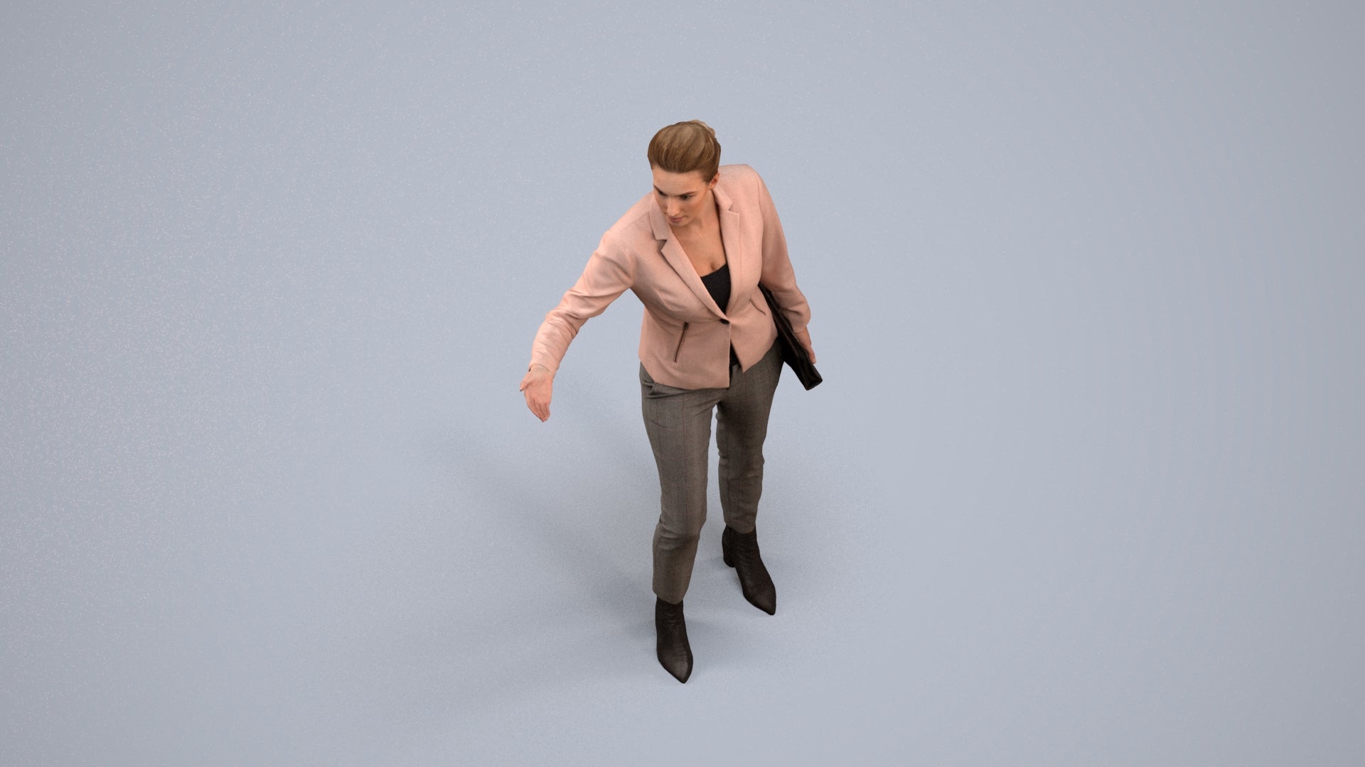 realistic 3D people woman business, render-ready for V-Ray and Corona, FBX OBJ, back view render