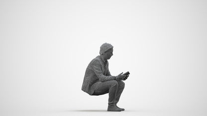 realistic 3D man business, scanned archviz people for Blender and 3ds Max, wireframe side view
