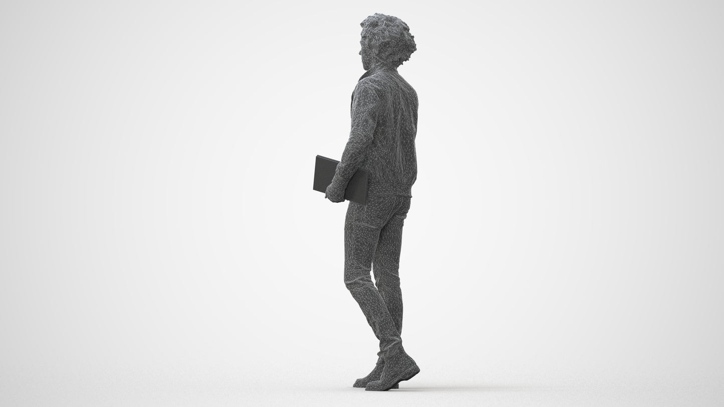 photogrammetry 3D man casual mix, realistic human model archviz FBX, square thumbnail