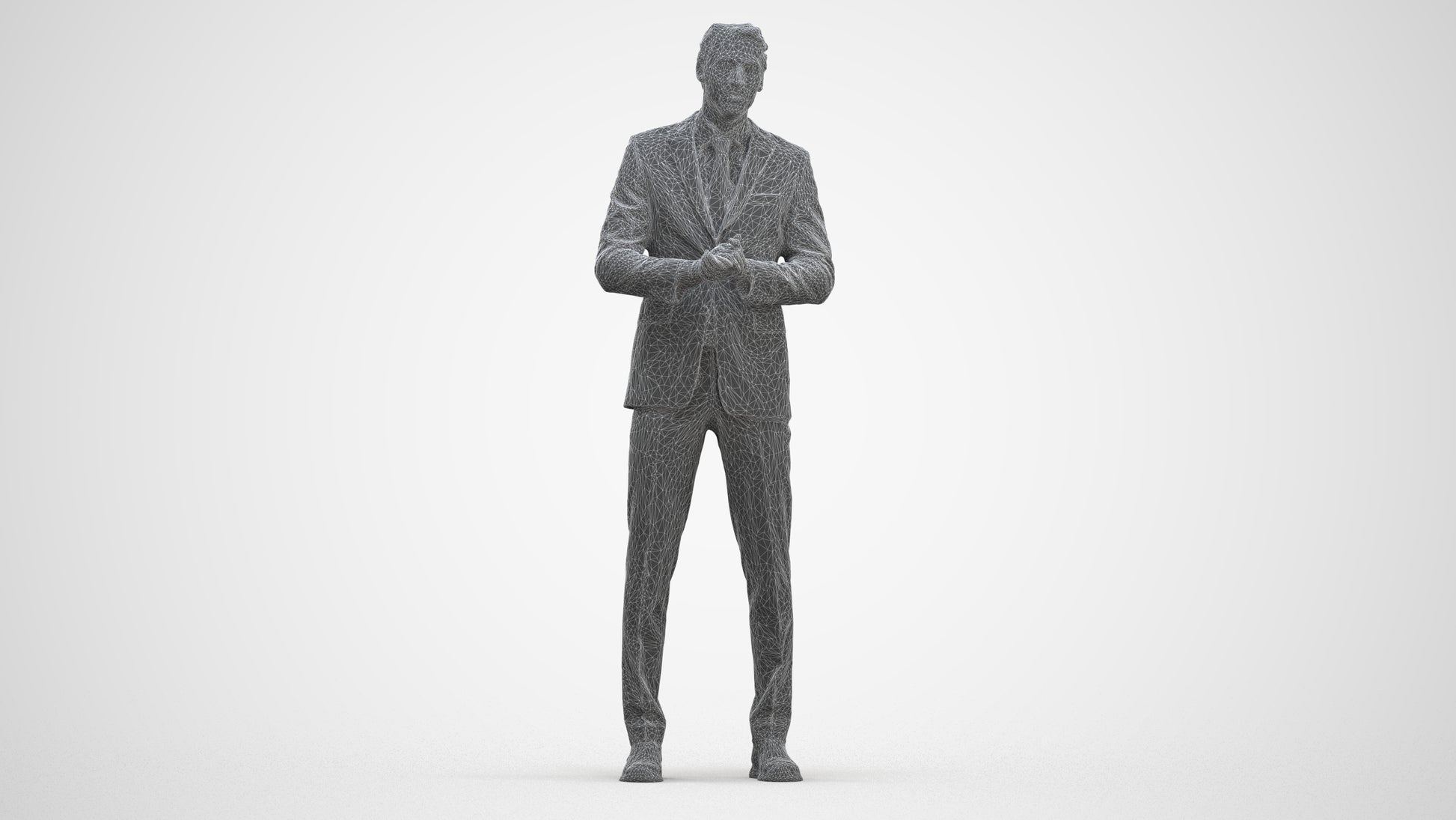 realistic 3D human man business, archviz people FBX OBJ for Blender, three-quarter front view render