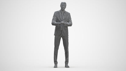 realistic 3D human man business, archviz people FBX OBJ for Blender, three-quarter front view render