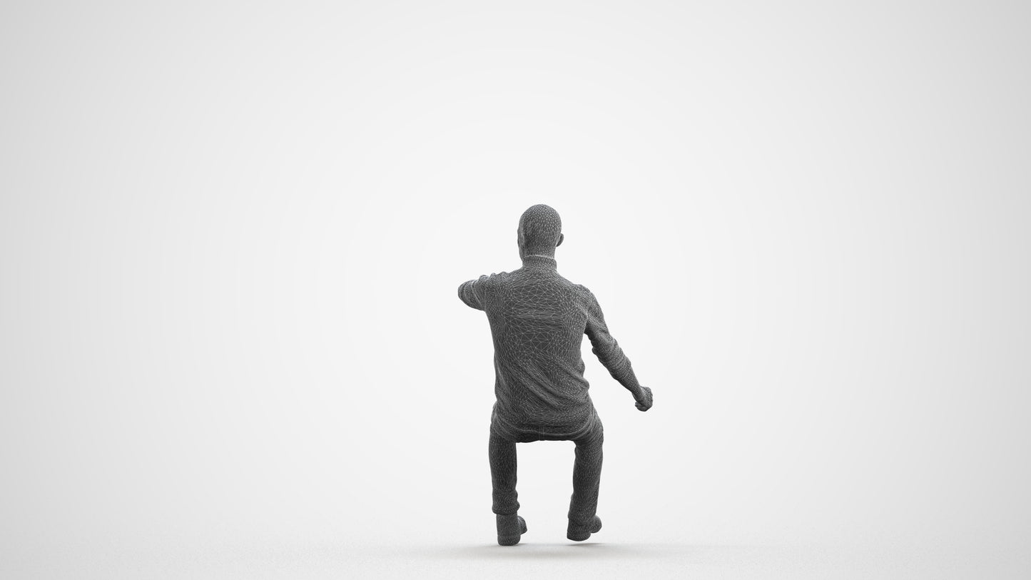 3D people model man casual driving, scanned human for 3ds Max rendering, wireframe front view