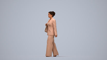 realistic 3D human woman business standing, archviz people FBX OBJ for Blender, top-down view render