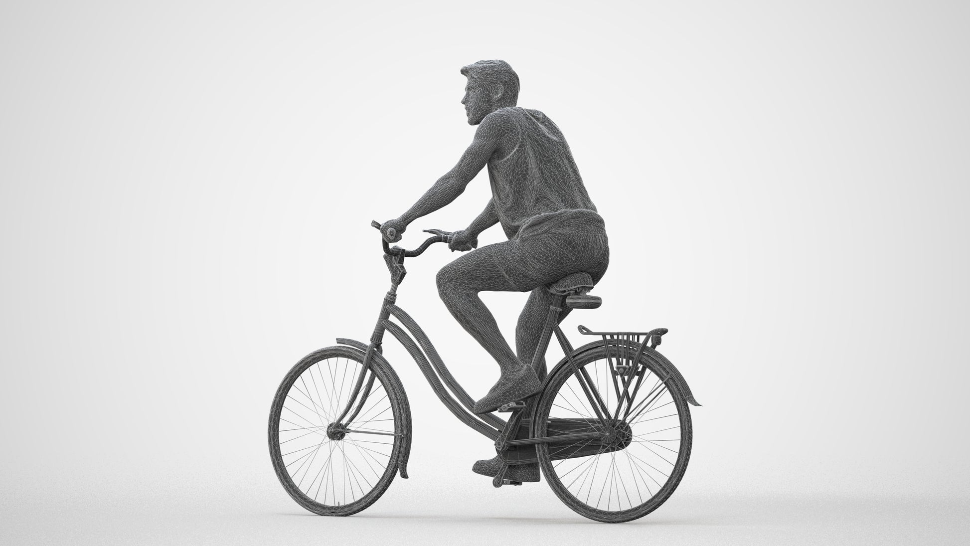 3D scanned man cycling, photorealistic archviz people for Enscape and SketchUp, square thumbnail