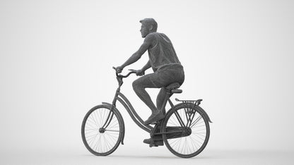 3D scanned man cycling, photorealistic archviz people for Enscape and SketchUp, square thumbnail