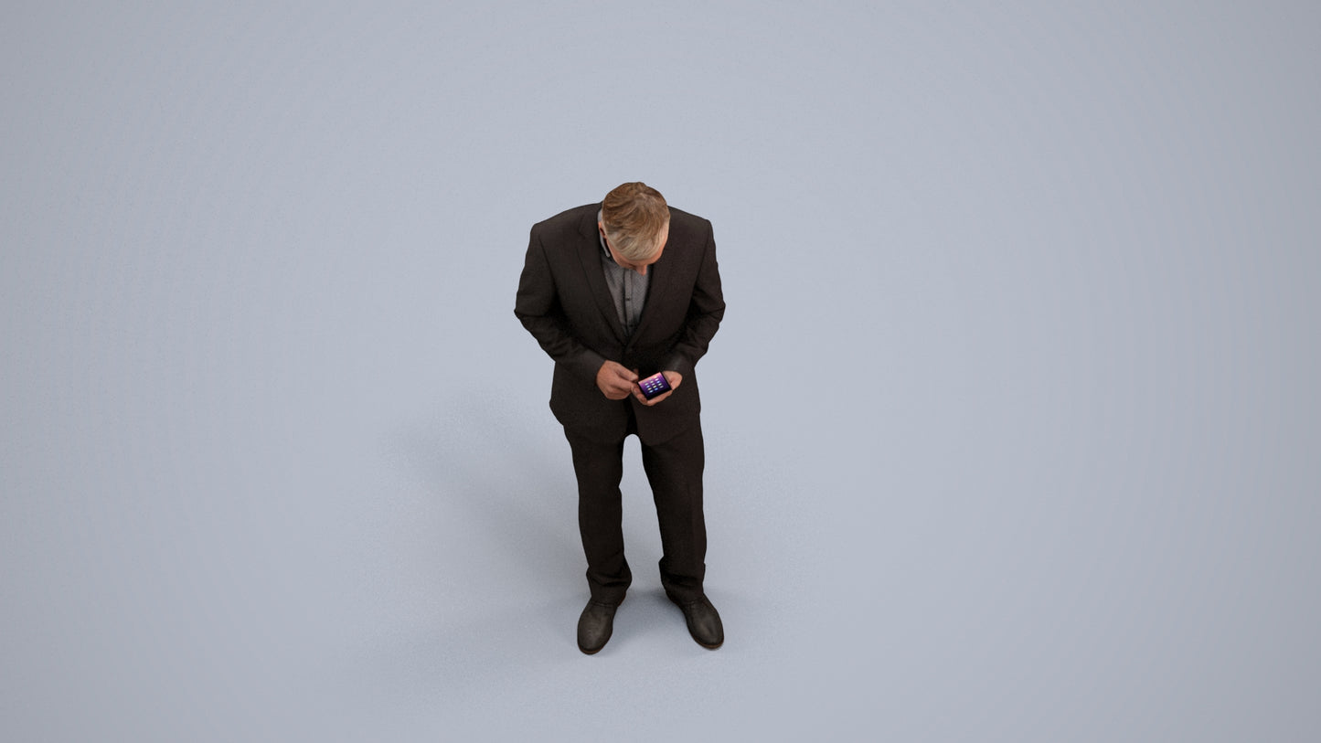 scanned 3D man business, photogrammetry people for Enscape and V-Ray, back view render