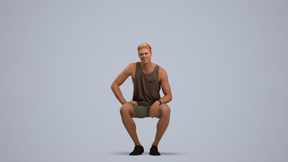photogrammetry 3D man casual sitting, realistic human model archviz FBX, standing pose render
