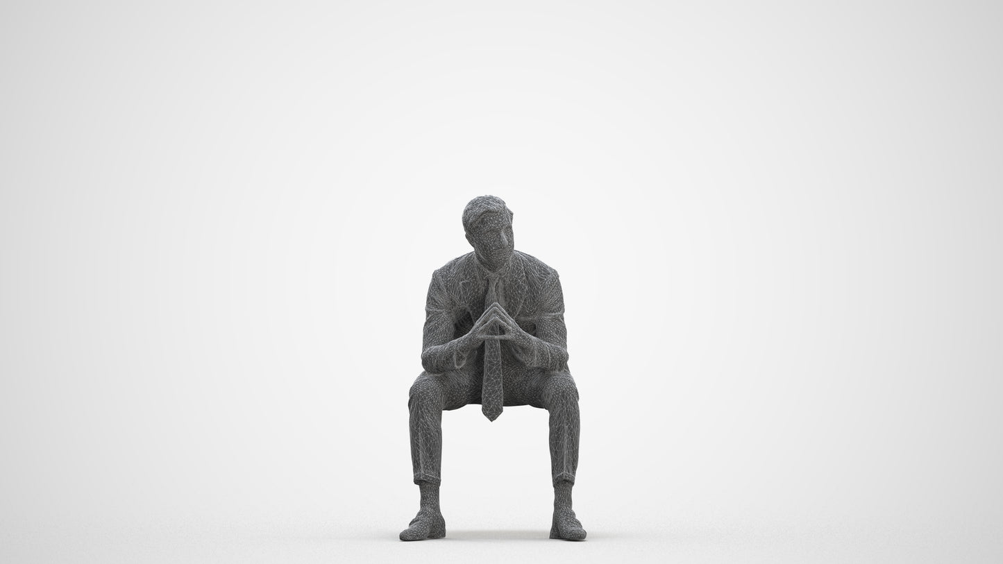 realistic 3D people man business, render-ready for V-Ray and Corona, FBX OBJ, three-quarter front view render