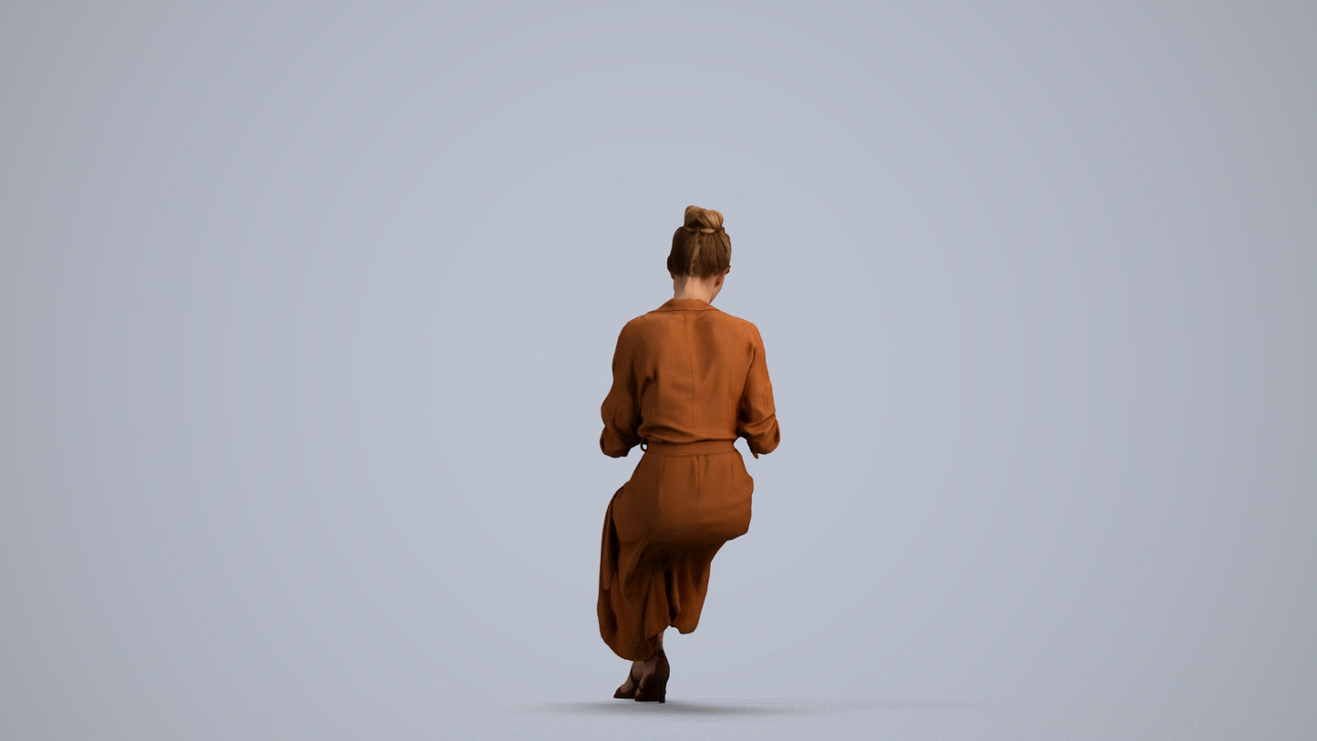 realistic 3D people woman casual sitting, render-ready for V-Ray and Corona, FBX OBJ, front view render