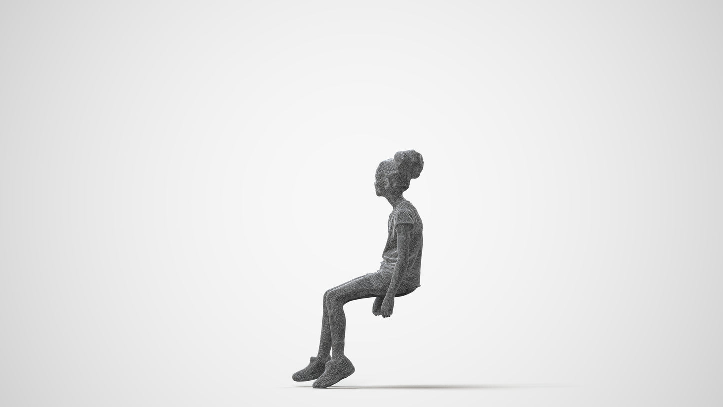 3D people model girl casual kids, scanned human for 3ds Max rendering, square thumbnail