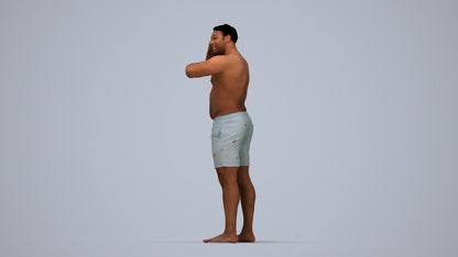 realistic 3D human man pool, archviz people FBX OBJ for Blender, top-down view render