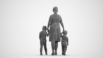 3D human model girl casual kids, photogrammetry scanned person for archviz, wireframe front view