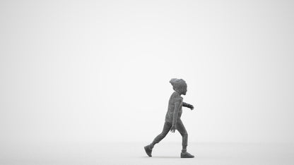 3D people model girl casual kids, scanned human for 3ds Max rendering, wireframe side view