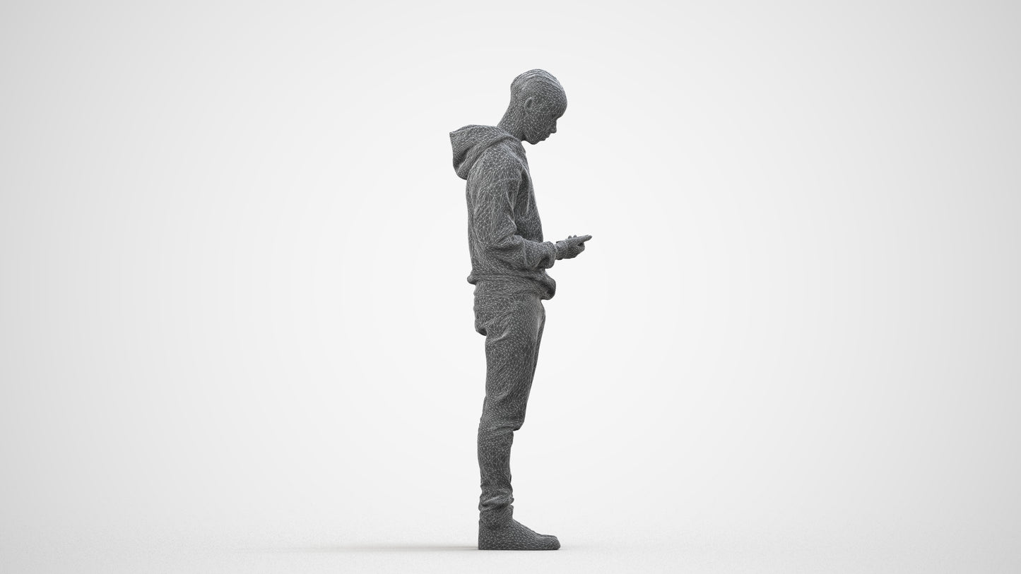 photogrammetry 3D boy casual kids, realistic human model archviz FBX, wireframe side view