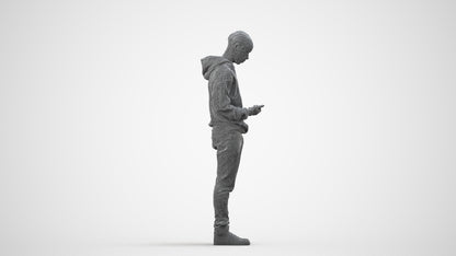 photogrammetry 3D boy casual kids, realistic human model archviz FBX, wireframe side view