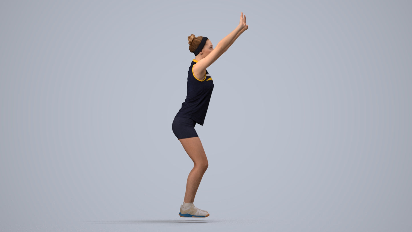 scanned 3D girl sport, photogrammetry people for Enscape and V-Ray, side view render
