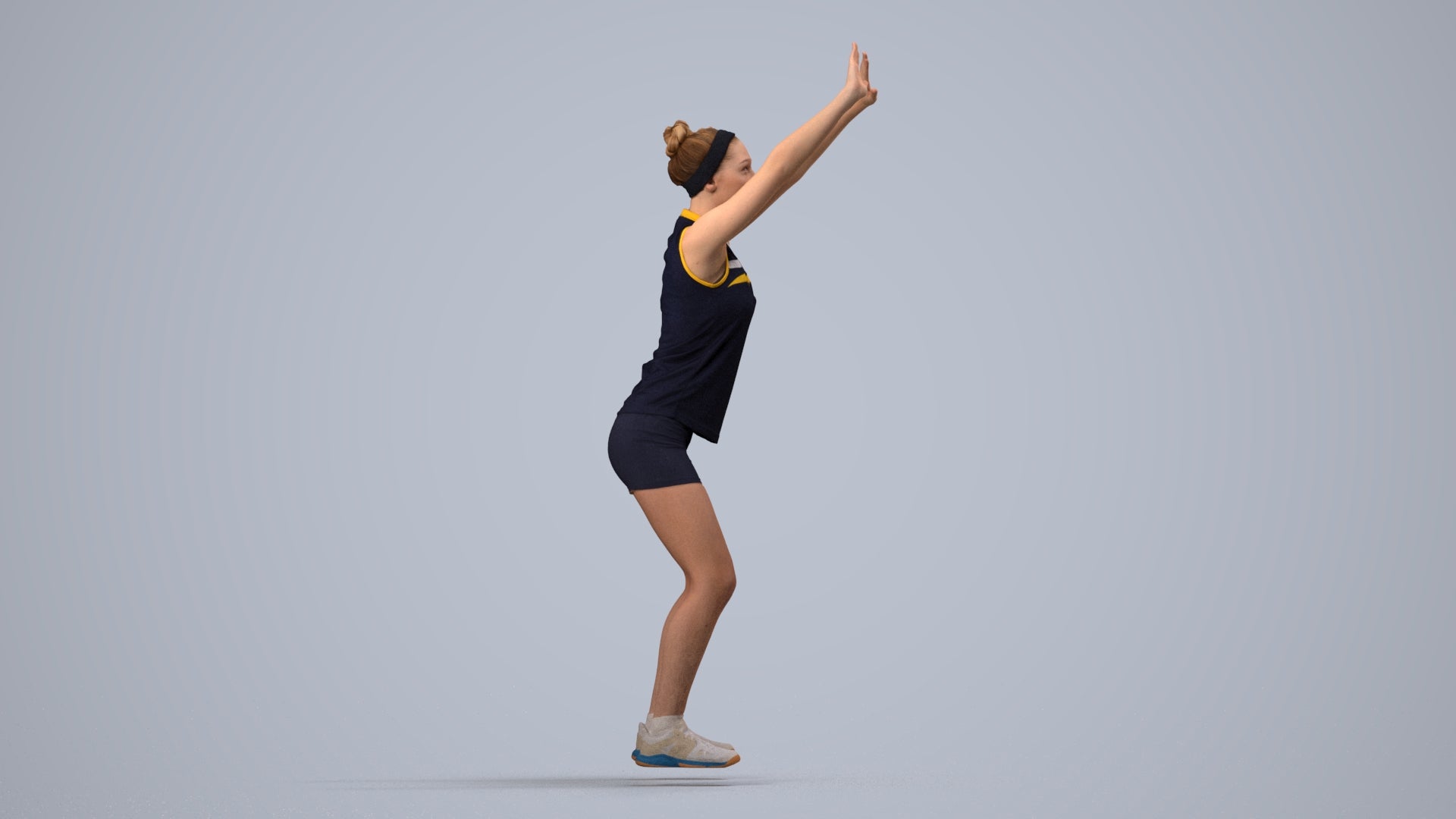 scanned 3D girl sport, photogrammetry people for Enscape and V-Ray, side view render