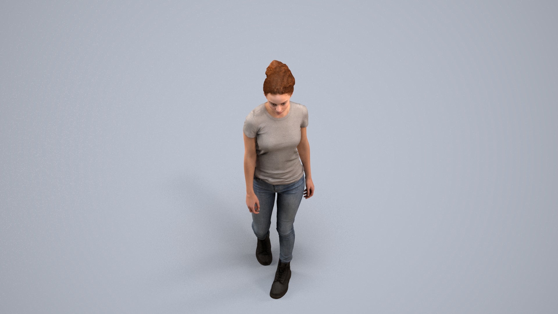realistic 3D people woman casual walking, render-ready for V-Ray and Corona, FBX OBJ, back view render